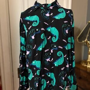 House Brand Chameleon Print Button-Up Shirt – XS/S